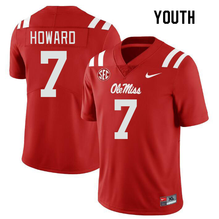 Youth #7 Walker Howard Ole Miss Rebels College Football Jerseys Stitched Sale-Red - Click Image to Close